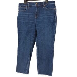J‎ Crew Classic Vintage Womens Straight Leg Jeans Dark Wash Raw Hem 34P